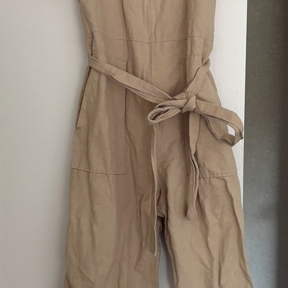 COS Khaki Linen Zip Front Belted Jumpsuit (size 12) - Picture 4 of 5